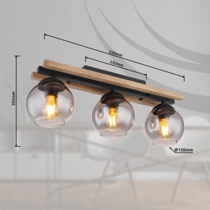 Globo - Ytmonterad ljuskrona 3xE27/25W/230V