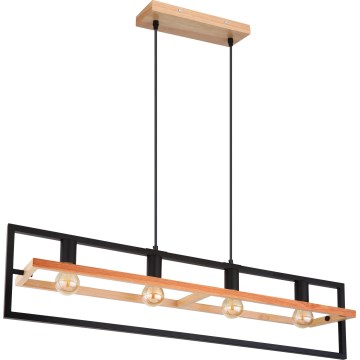Globo 15575-4H - Taklampa på vajer ERICA 4xE27/40W/230V svart/beige