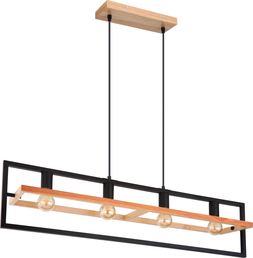 Globo 15575-4H - Taklampa på vajer ERICA 4xE27/40W/230V svart/beige