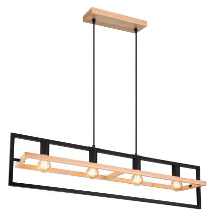 Globo 15575-4H - Taklampa på vajer ERICA 4xE27/40W/230V svart/beige