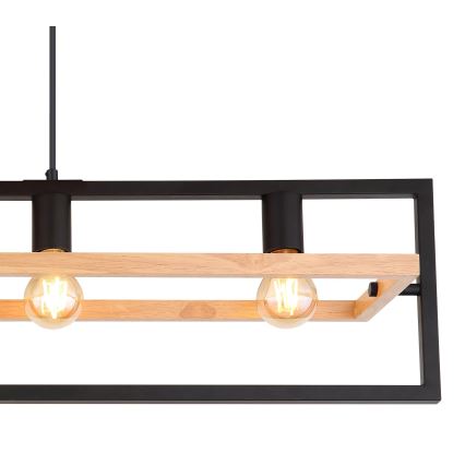 Globo 15575-4H - Taklampa på vajer ERICA 4xE27/40W/230V svart/beige