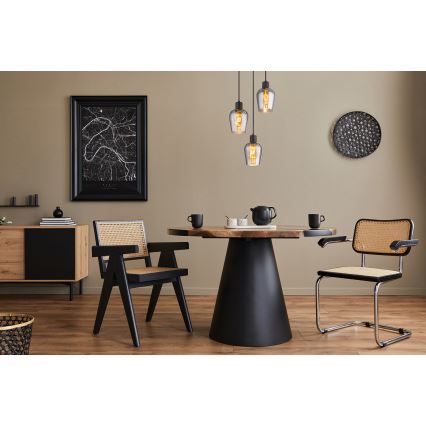 Globo - Ljuskrona med textilsladd 3xE27/40W/230V diameter 28,5 cm svart