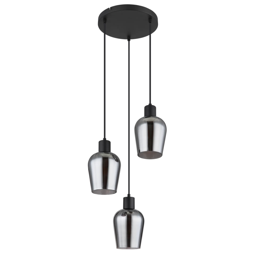 Globo - Ljuskrona med textilsladd 3xE27/40W/230V diameter 28,5 cm svart