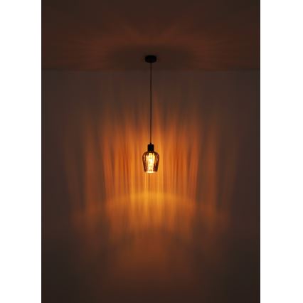 Globo - Ljuskrona med textilsladd 1xE27/40W/230V diameter 13,5 cm svart