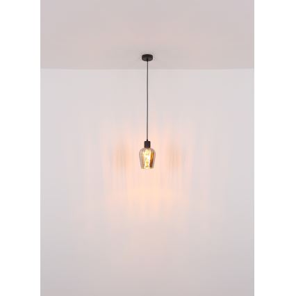 Globo - Ljuskrona med textilsladd 1xE27/40W/230V diameter 13,5 cm svart