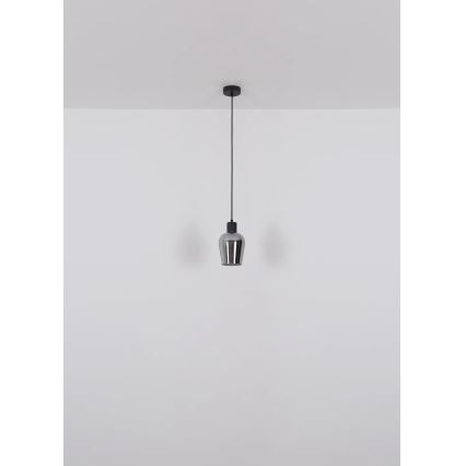 Globo - Ljuskrona med textilsladd 1xE27/40W/230V diameter 13,5 cm svart