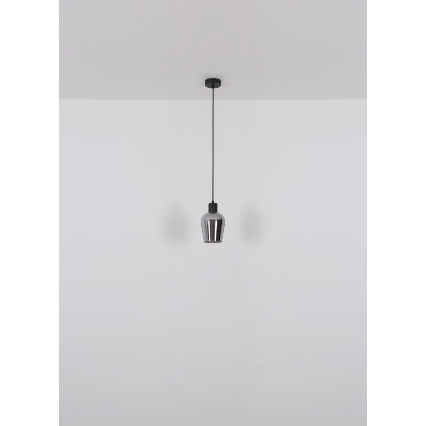 Globo - Ljuskrona med textilsladd 1xE27/40W/230V diameter 13,5 cm svart