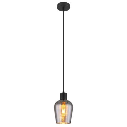 Globo - Ljuskrona med textilsladd 1xE27/40W/230V diameter 13,5 cm svart