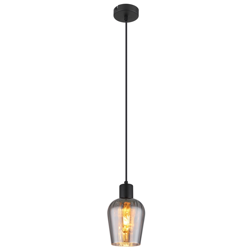Globo - Ljuskrona med textilsladd 1xE27/40W/230V diameter 13,5 cm svart