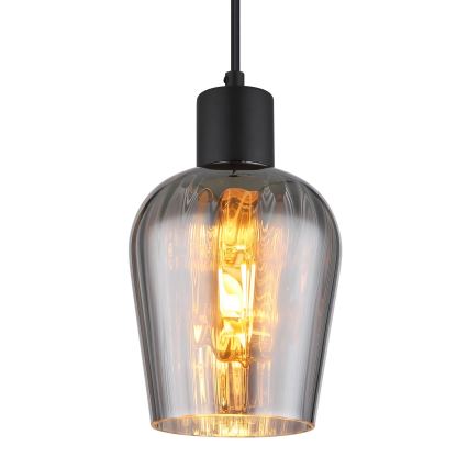 Globo - Ljuskrona med textilsladd 1xE27/40W/230V diameter 13,5 cm svart