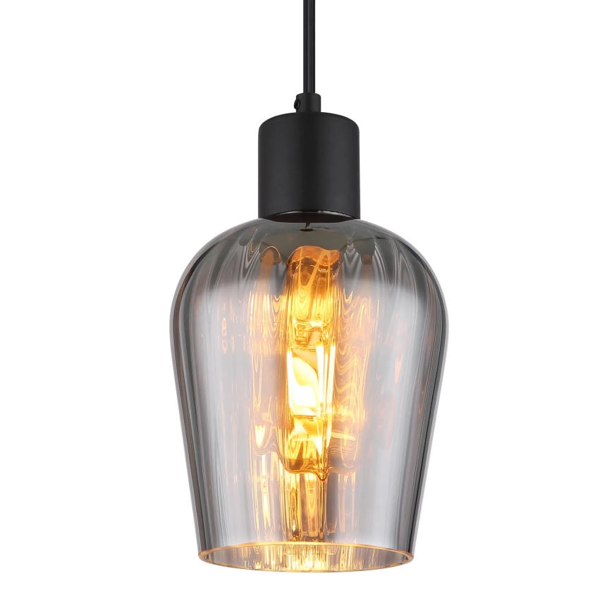 Globo - Ljuskrona med textilsladd 1xE27/40W/230V diameter 13,5 cm svart