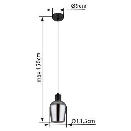 Globo - Ljuskrona med textilsladd 1xE27/40W/230V diameter 13,5 cm svart