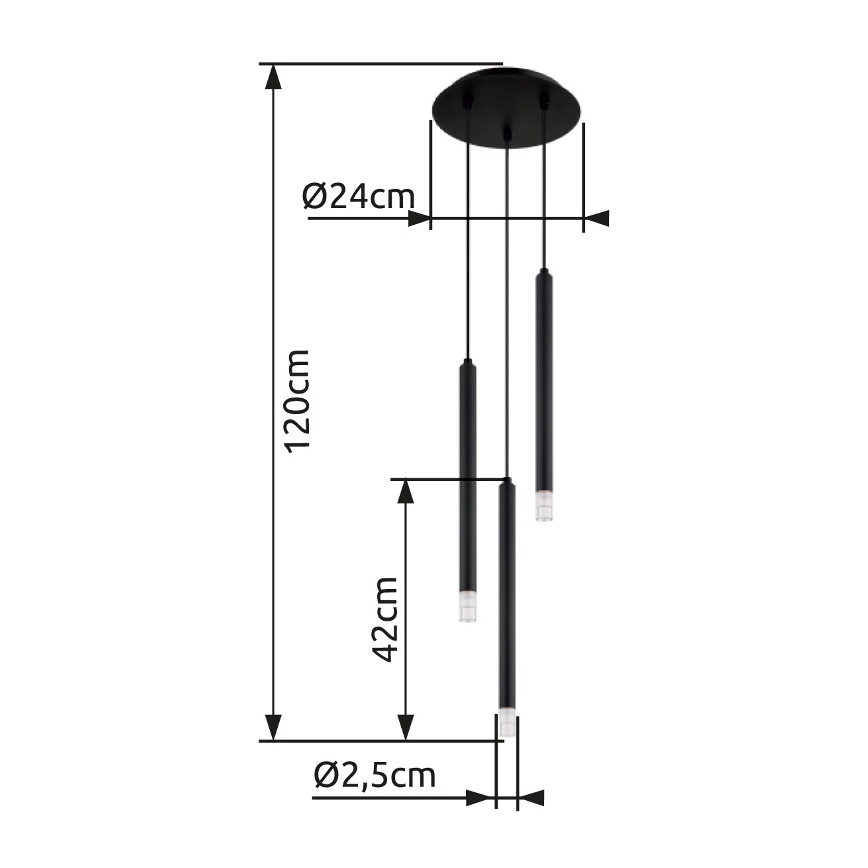 Globo - Ljuskrona med textilsladd 3xG9/4W/230V diameter 24 cm svart