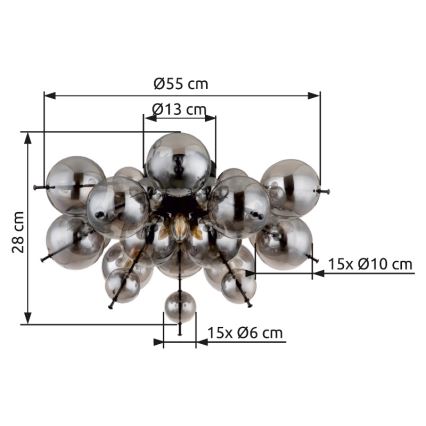 Globo - Ytmonterad ljuskrona 3xE14/25W/230V diameter 55 cm svart
