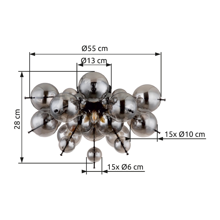 Globo - Ytmonterad ljuskrona 3xE14/25W/230V diameter 55 cm svart