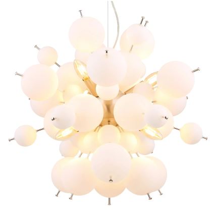 Globo - Ljuskrona med textilsladd 6xE14/25W/230V diameter 55 cm vit