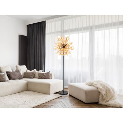 Globo - Golvlampa 6xE14/25W/230V brun/rökig