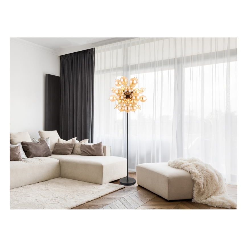Globo - Golvlampa 6xE14/25W/230V brun/rökig