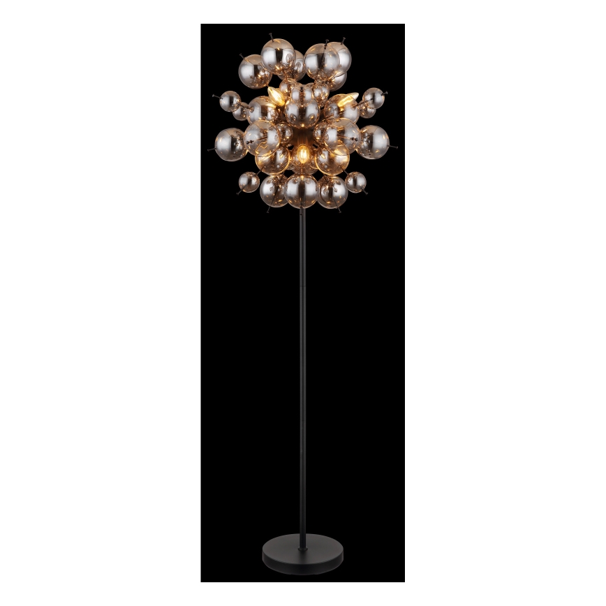 Globo - Golvlampa 6xE14/25W/230V svart/rökig