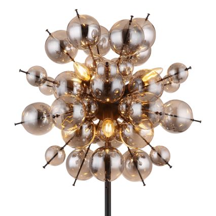 Globo - Golvlampa 6xE14/25W/230V svart/rökig