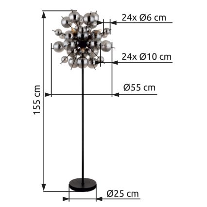 Globo - Golvlampa 6xE14/25W/230V svart/rökig