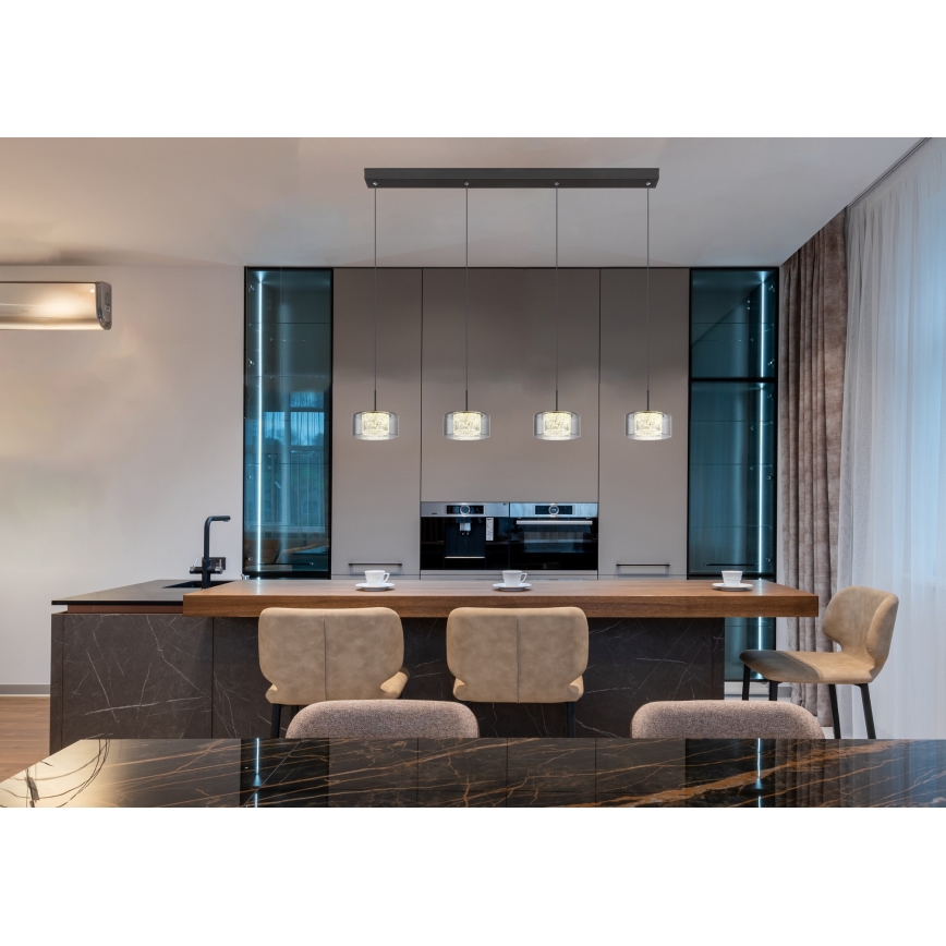 Globo - LED ljuskrona med textilsladd 4xLED/8W/230V