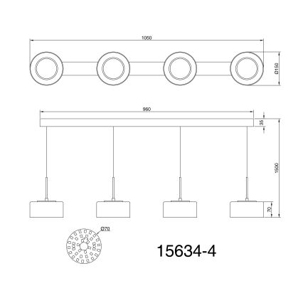 Globo - LED ljuskrona med textilsladd 4xLED/8W/230V