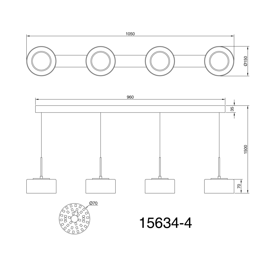 Globo - LED ljuskrona med textilsladd 4xLED/8W/230V