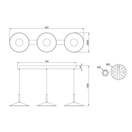 Globo - LED-pendel med vajer LED/24W/230V 4000K svart