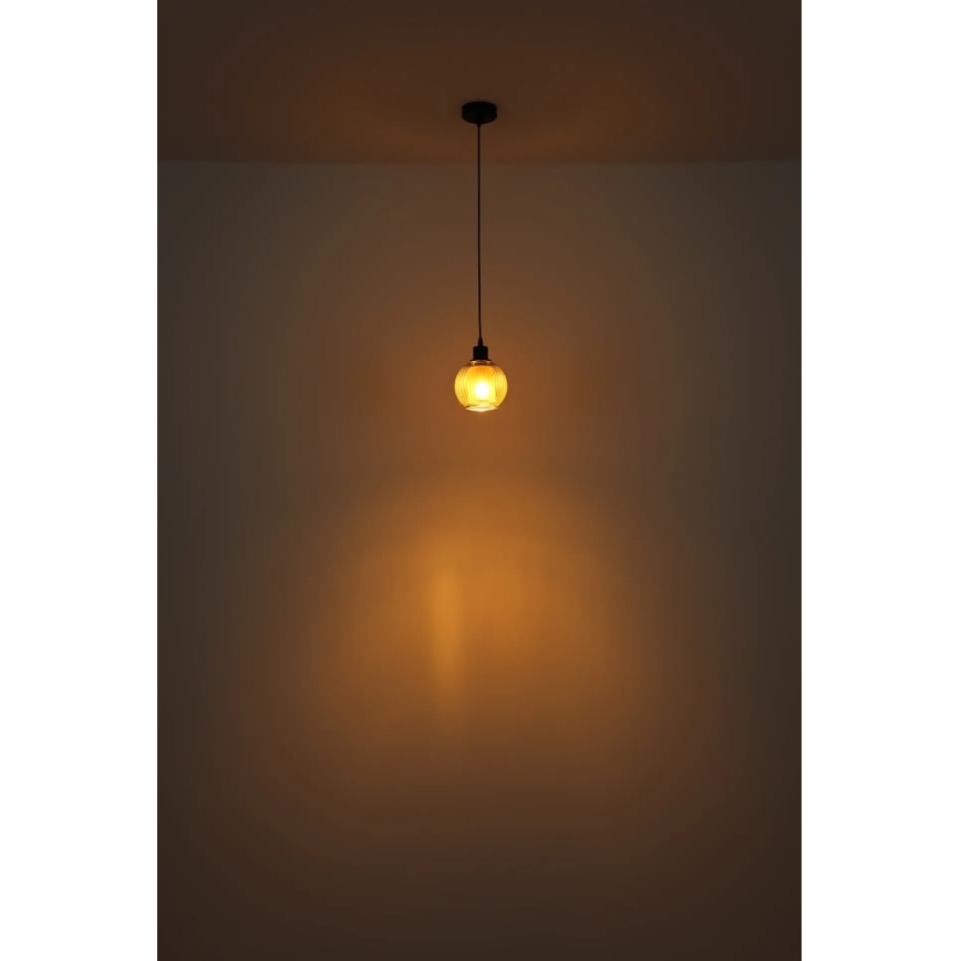 Globo - Ljuskrona med textilsladd 1xE27/25W/230V diameter 15 cm koppar