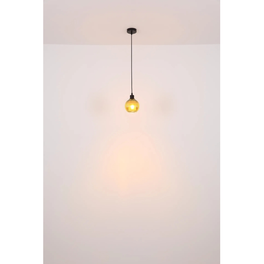 Globo - Ljuskrona med textilsladd 1xE27/25W/230V diameter 15 cm koppar