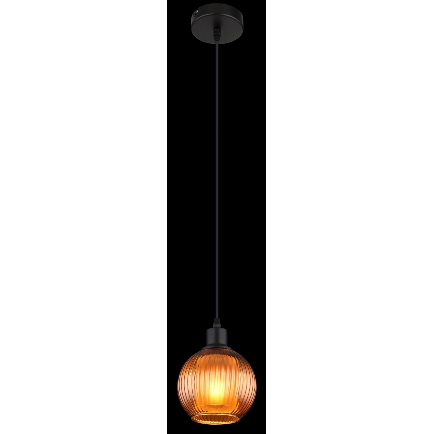 Globo - Ljuskrona med textilsladd 1xE27/25W/230V diameter 15 cm koppar