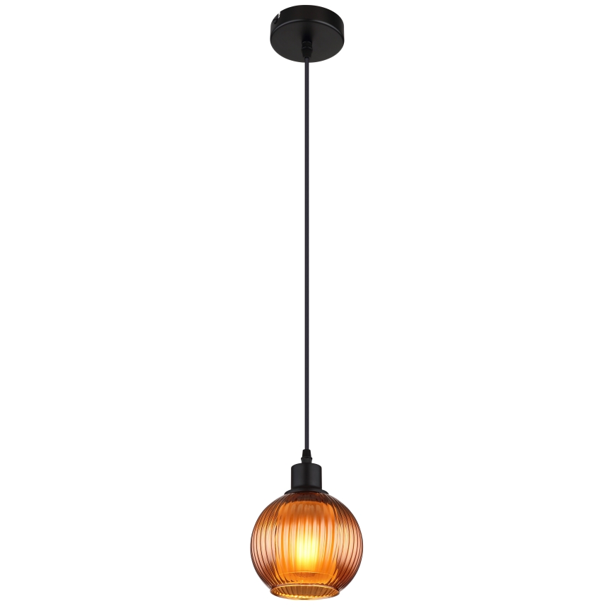 Globo - Ljuskrona med textilsladd 1xE27/25W/230V diameter 15 cm koppar