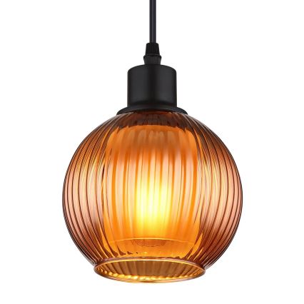 Globo - Ljuskrona med textilsladd 1xE27/25W/230V diameter 15 cm koppar