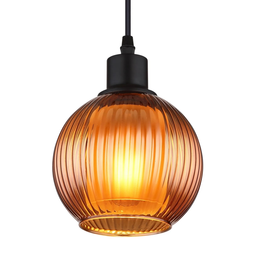 Globo - Ljuskrona med textilsladd 1xE27/25W/230V diameter 15 cm koppar