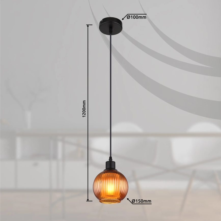 Globo - Ljuskrona med textilsladd 1xE27/25W/230V diameter 15 cm koppar