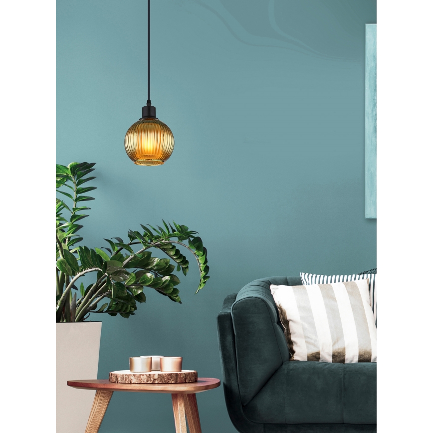 Globo - Ljuskrona med textilsladd 1xE27/25W/230V diameter 15 cm grön