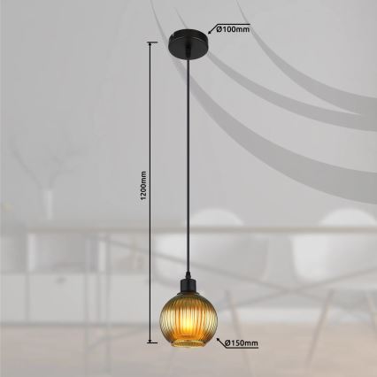 Globo - Ljuskrona med textilsladd 1xE27/25W/230V diameter 15 cm grön