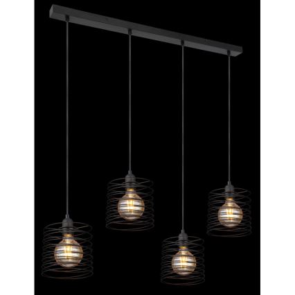 Globo 15640-4H - Pendellampa på vajer TILLY 4xE27/60W/230V svart