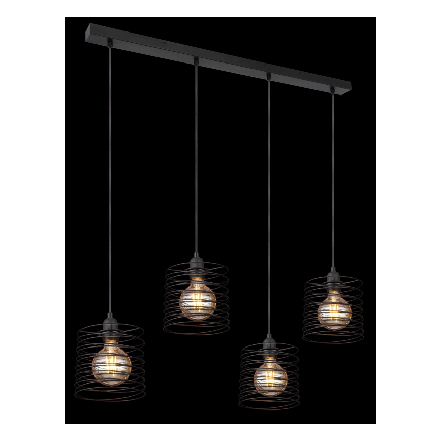 Globo 15640-4H - Pendellampa på vajer TILLY 4xE27/60W/230V svart