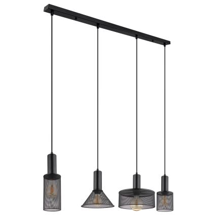 Globo - Ljuskrona med textilsladd 4xE27/60W/230V svart