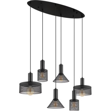Globo 15648-6H - Pendellampa JEDD på vajer 6xE27/60W/230V svart
