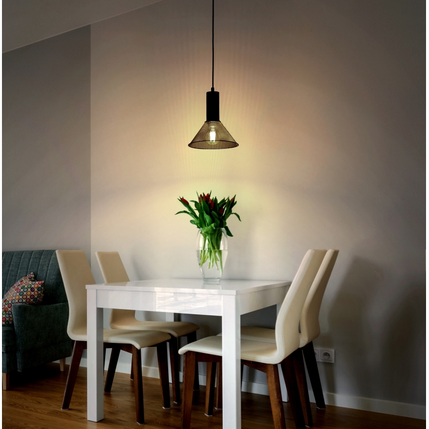 Globo - Ljuskrona med textilsladd 1xE27/60W/230V svart