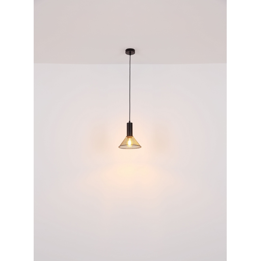 Globo - Ljuskrona med textilsladd 1xE27/60W/230V svart