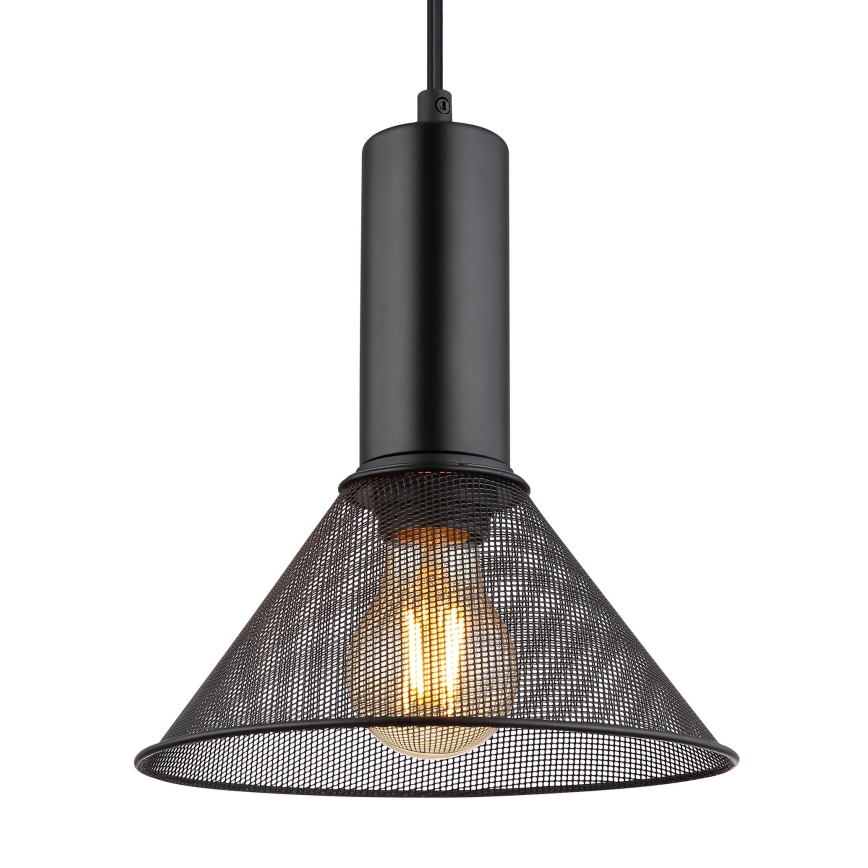 Globo - Ljuskrona med textilsladd 1xE27/60W/230V svart