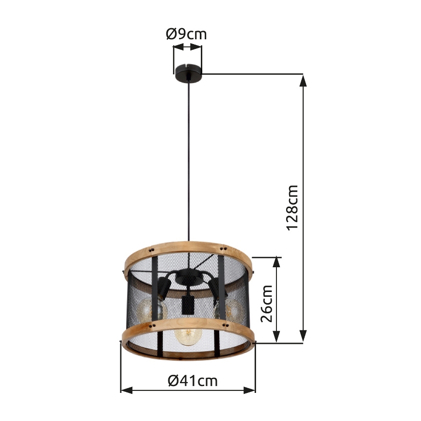 Globo - Ljuskrona med textilsladd 3xE27/40W/230V diameter 40 cm