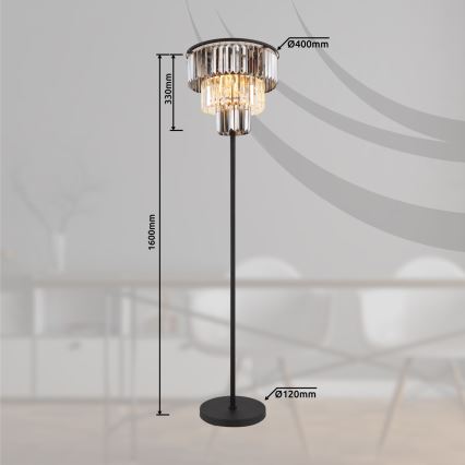 Globo - Golvlampa 3xE27/40W/230V diameter 40 cm svart