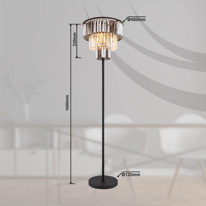 Globo - Golvlampa 3xE27/40W/230V diameter 40 cm svart