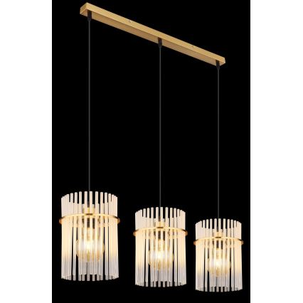 Globo - Ljuskrona med textilsladd 3xE27/60W/230V guld