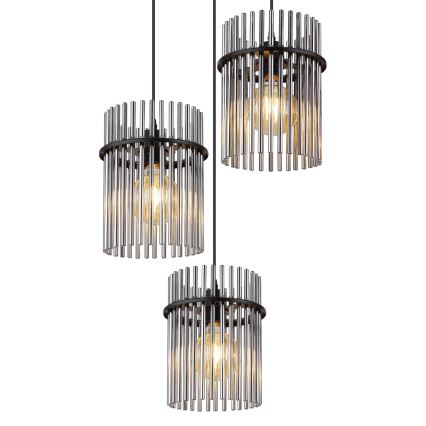 Globo - Ljuskrona med textilsladd 3xE27/60W/230V diameter 47 cm svart